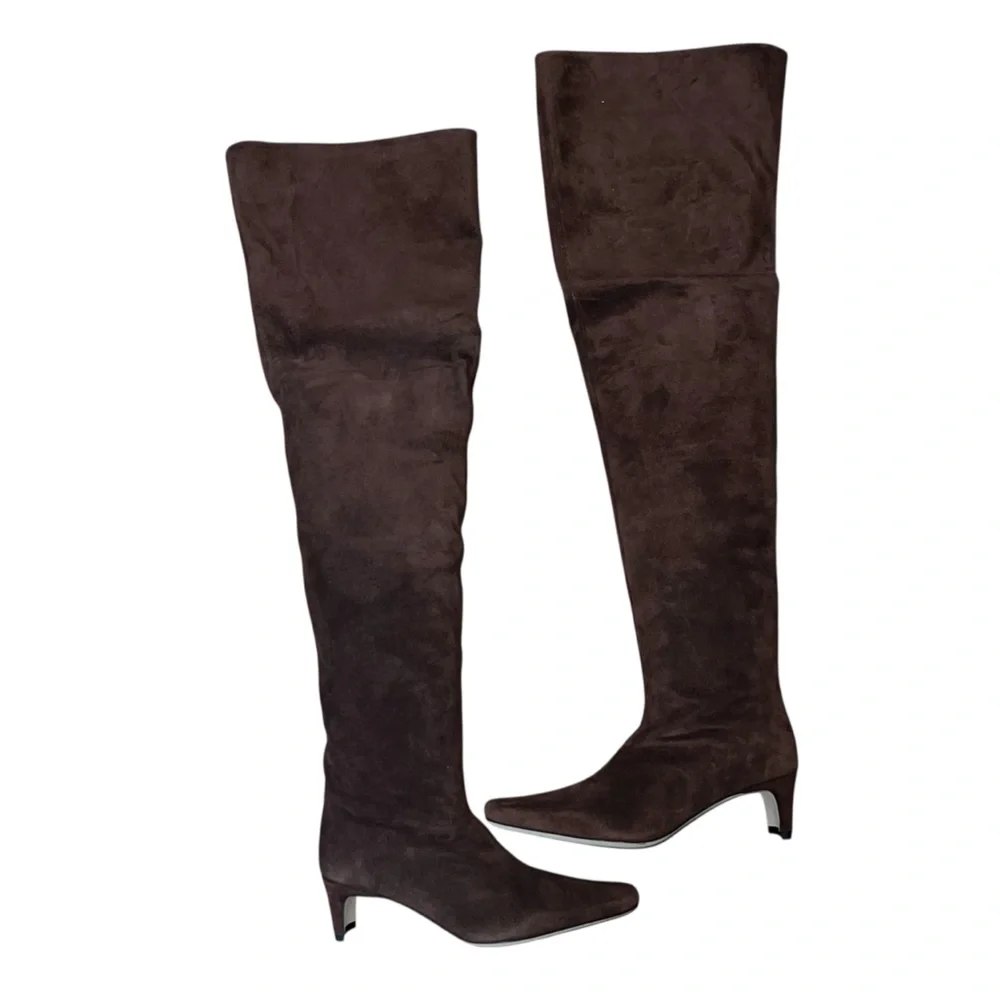 NEW NIB STAUD Wally Over The Knee Boots In Mahogany Brown Suede